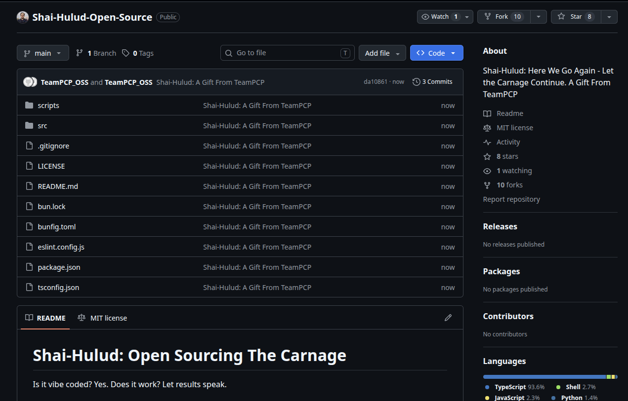 g00dfe11ow/Shai-Hulud-Open-Source GitHub repository